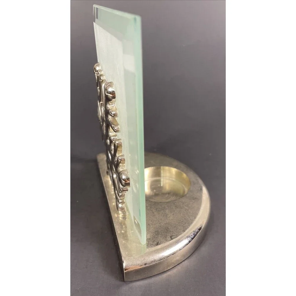 Silver Plated and Frosted Glass Snowflake Candle Holder